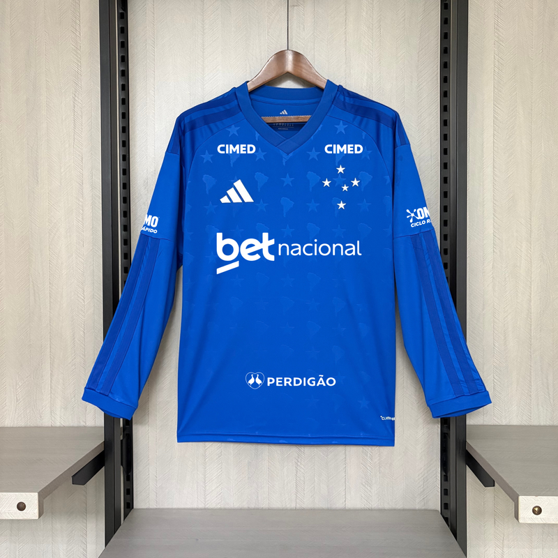 Camisa Cruzeiro Home Manga Longa - Patrocinadores 2026/27 - Torcedor Masculina